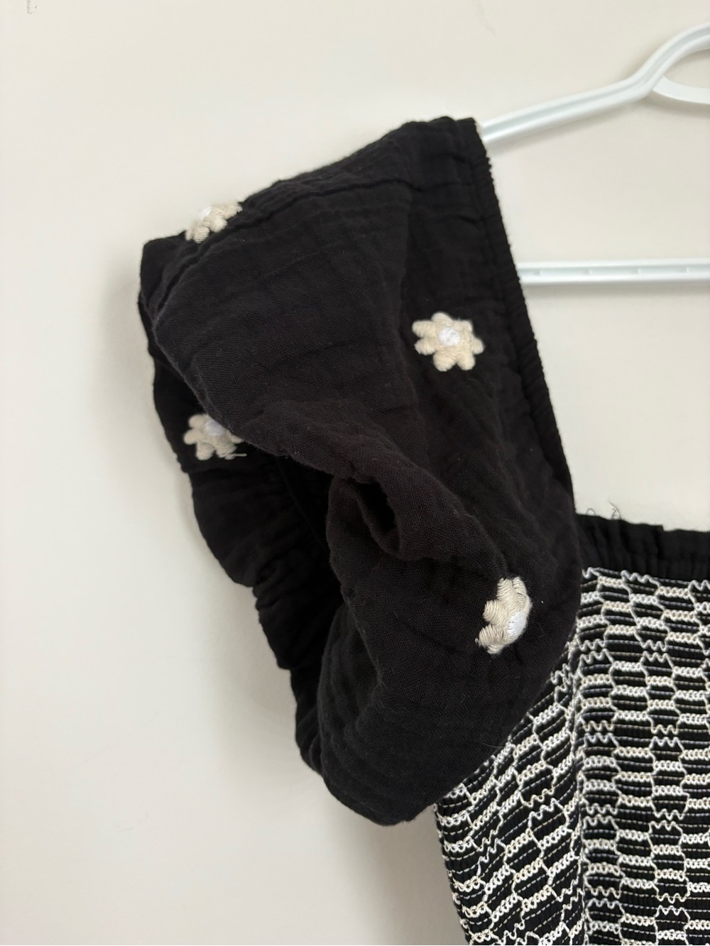RD Style Black Midi/Maxi Dress with White Daisy Embroidered Appliqué 100% Cotton - Picture 8 of 13